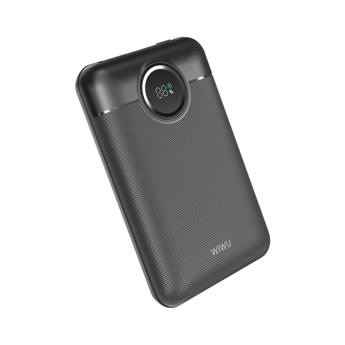 Wiwu Wi P022 Galaxy Power Bank 22.5w, 10000mah Fast Charging, with Dual Built In Charging Cable Type C + Lightning Black