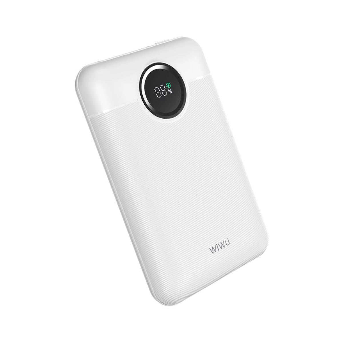 Wiwu Wi P022 Galaxy Power Bank 22.5w, 10000mah Fast Charging, with Dual Built In Charging Cable Type C + Lightning White