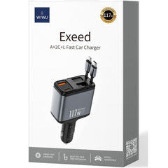 Wiwu Wi Qc027 Exeed 117w Qc+pd Fast Car Charger Type C Eleric Socket 2.5a/3a Output Current Fireproof Phone Laptop Mobile - CompuMe