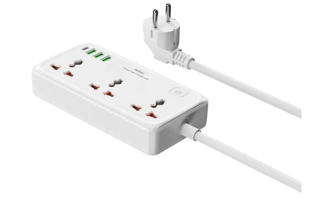 Wiwu Wi S005 7 In 1 High Capacity Power Strip, 30w Pd Gan Fast Charging Port (usb C), 4000w Max, Output Interface: 1xtype C, 3x Usb A, 3xac White Wiwu Wi S005 7 In 1 High Capacity Power Strip, 30w Pd Gan Fast Charging Port (usb C), 4000w Max, Output Interface: 1xtype C, 3x Usb A, 3xac White