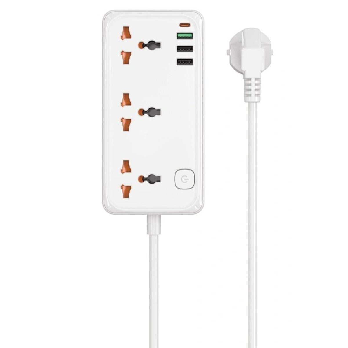 Wiwu Wi S005 7 In 1 High Capacity Power Strip, 30w Pd Gan Fast Charging Port (usb C), 4000w Max, Output Interface: 1xtype C, 3x Usb A, 3xac White Wiwu Wi S005 7 In 1 High Capacity Power Strip, 30w Pd Gan Fast Charging Port (usb C), 4000w Max, Output Interface: 1xtype C, 3x Usb A, 3xac White