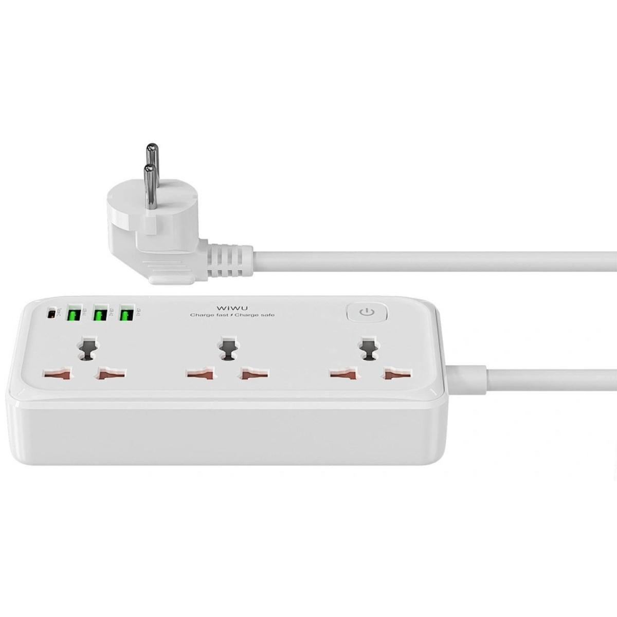 Wiwu Wi S005 7 In 1 High Capacity Power Strip, 30w Pd Gan Fast Charging Port (usb C), 4000w Max, Output Interface: 1xtype C, 3x Usb A, 3xac White Wiwu Wi S005 7 In 1 High Capacity Power Strip, 30w Pd Gan Fast Charging Port (usb C), 4000w Max, Output Interface: 1xtype C, 3x Usb A, 3xac White