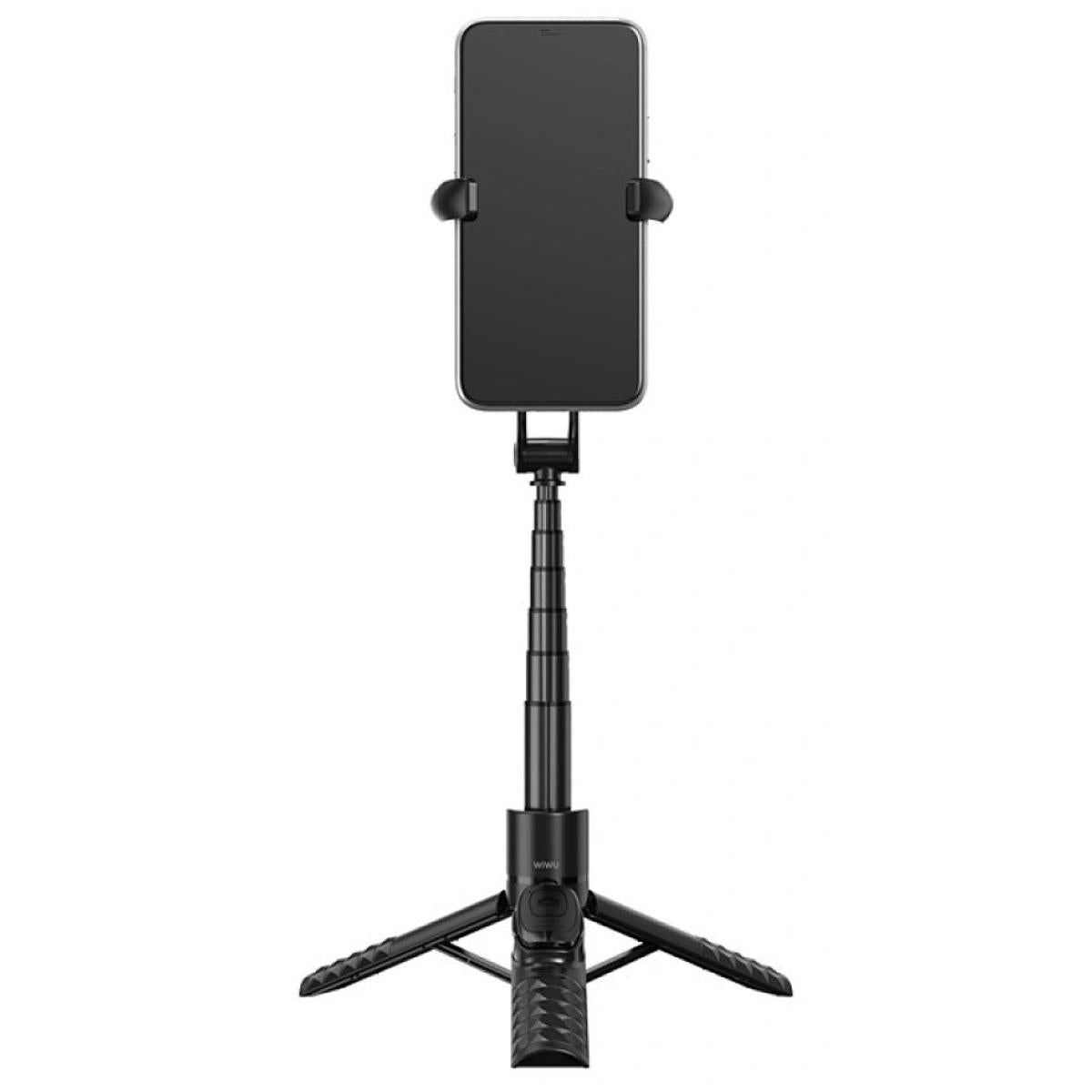 Wiwu Wi SE014 Magnetic Selfie Stick Wireless Bluetooth Selfie Stick with Tripod Portable Stick with Remote Control Black