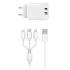 Wiwu Wi U003 Quick Series Dual Usb Charger With 3 In 1 Usb To Type C + Lightning + Micro, Charging Data Cable Set White Wiwu Wi U003 Quick Series Dual Usb Charger With 3 In 1 Usb To Type C + Lightning + Micro, Charging Data Cable Set White