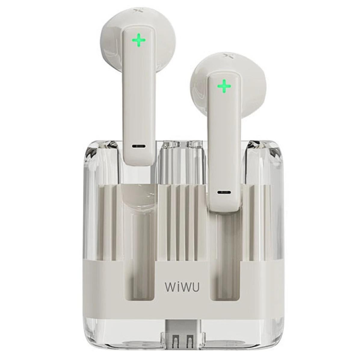 Wiwu T21 Transparent Wireless Bluetooth Earbuds Environmental Noise Cancellation Up To 180 Hours Of Standby Power White - CompuMe