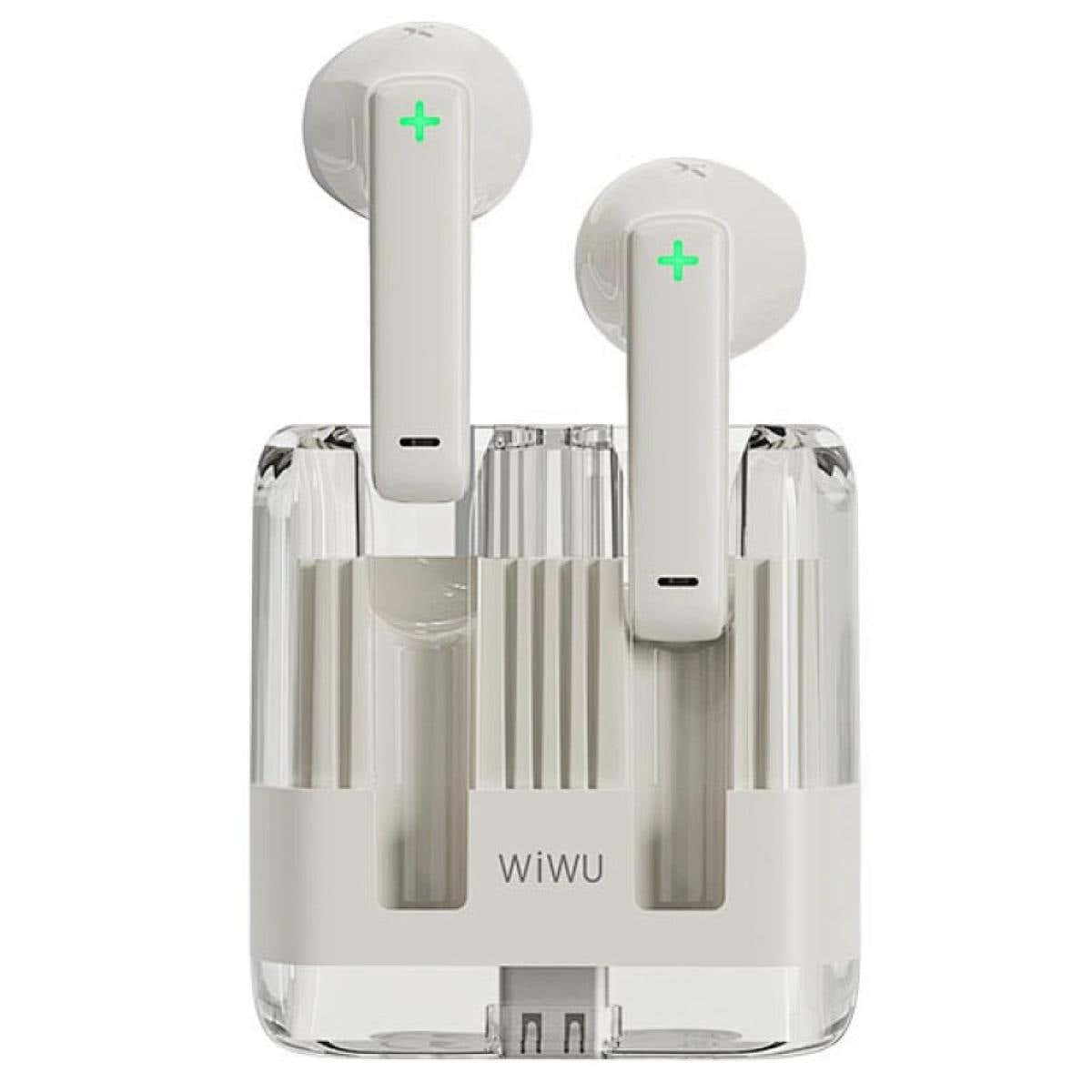 Wiwu T21 Transparent Wireless Bluetooth Earbuds Environmental Noise Cancellation Up To 180 Hours Of Standby Power White Wiwu T21 Transparent Wireless Bluetooth Earbuds Environmental Noise Cancellation Up To 180 Hours Of Standby Power White