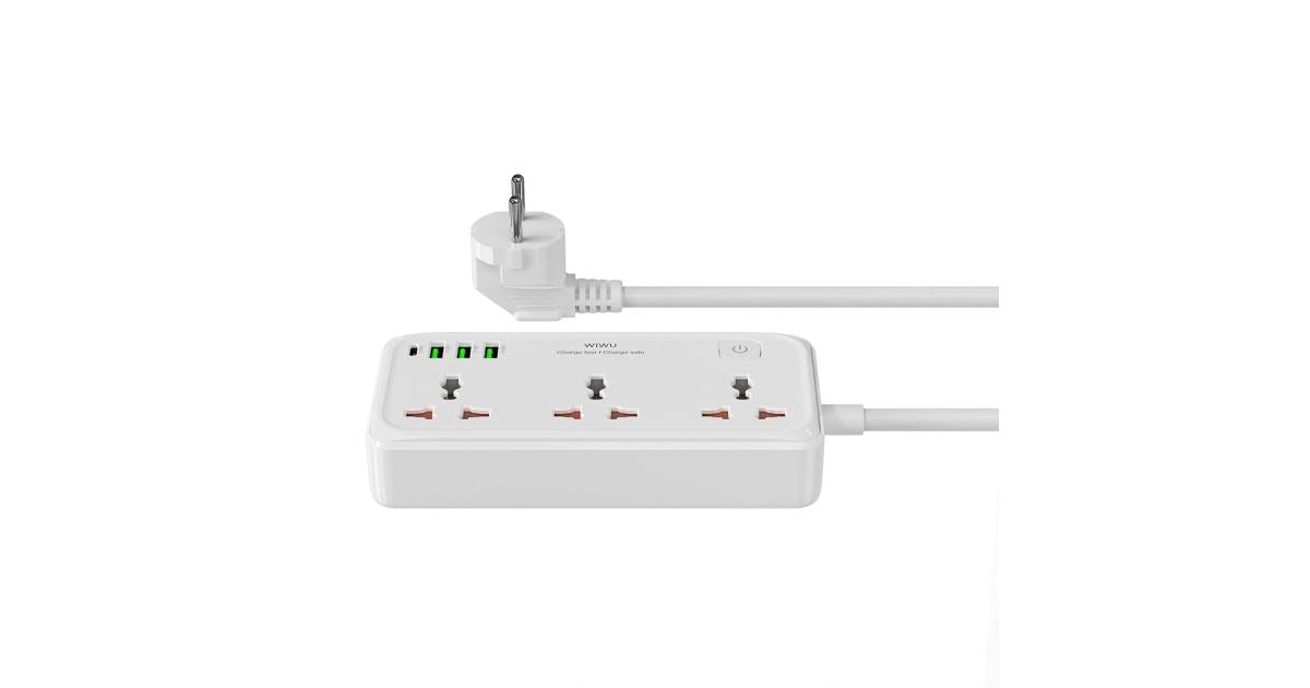 WiWU Wi - S005 30W Cube Multi - Function GaN Power Strip - 1C3A + 3 Universal AC Sockets