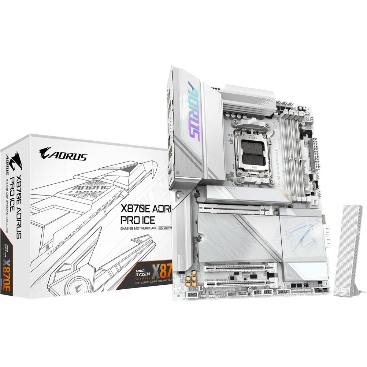 GIGABYTE X870E AORUS PRO ICE (Wi-Fi 7) AMD RYZEN  Series AM5/DDR5/PCIe 5.0/4xM.2 - ATX Gaming MotherBoard | X870E AORUS PRO ICE |