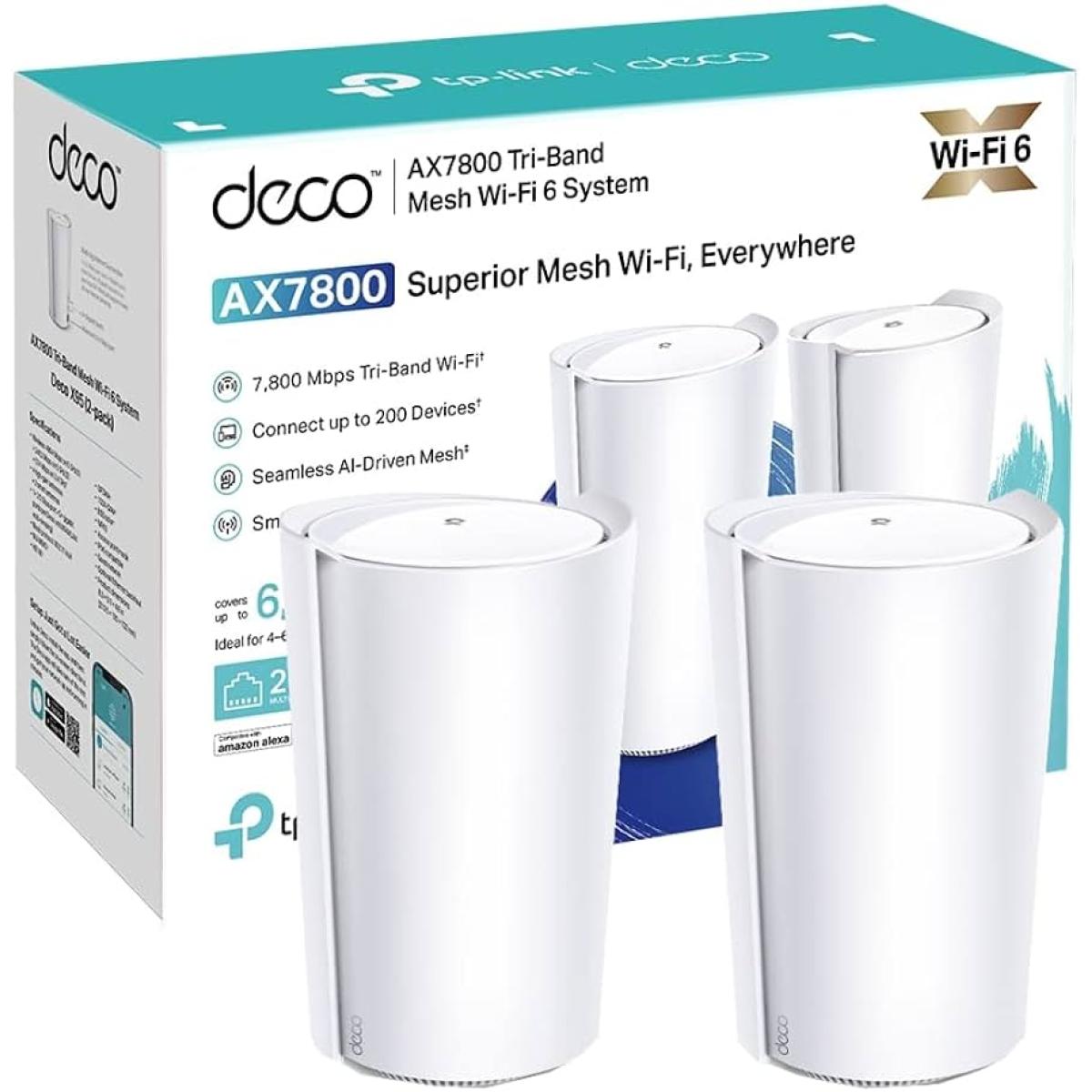 Tp Link Deco X95 Ax7800 Tri Band Mesh Wifi 6 System Coverage Up To 6100 Sq.ft With Ai Driven Smart Antennas, Multi Gig Ethernet (2 Pack) - CompuMe