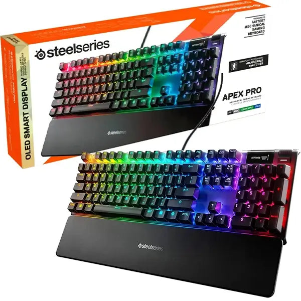 Steelseries Apex Pro Rgb Fastest Mechanical Gaming Keyboard With Oled Smart Display, Omnipoint Adjustable Switches