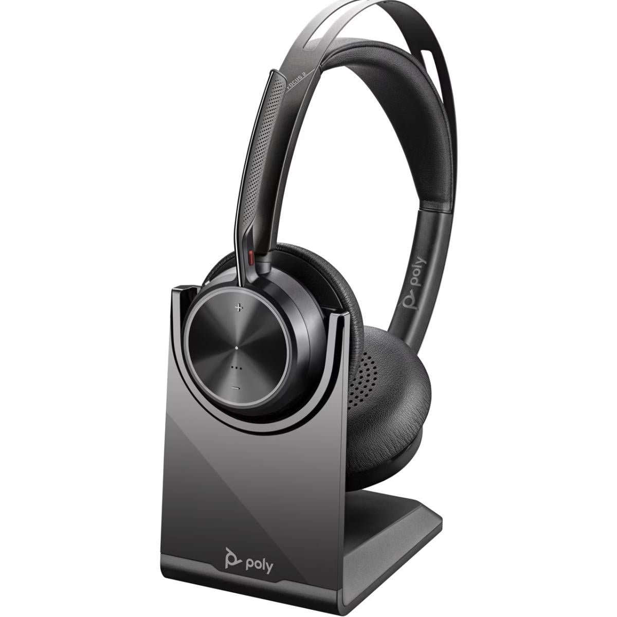 Poly Voyager Focus 2 Microsoft Teams Certified USB C & Bluetooth Active Noise Canceling For PC/Mac/Mobile Headset w/ charging stand & USB-C/A Adapter