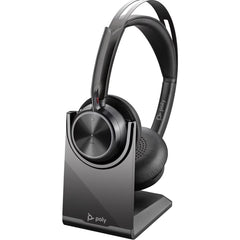 Poly Voyager Focus 2 Microsoft Teams Certified USB C & Bluetooth Active Noise Canceling For PC/Mac/Mobile Headset w/ charging stand & USB-C/A Adapter