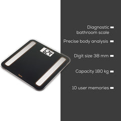 Beurer Bathroom Scale Diagnostic, Black - BF 183 -Black