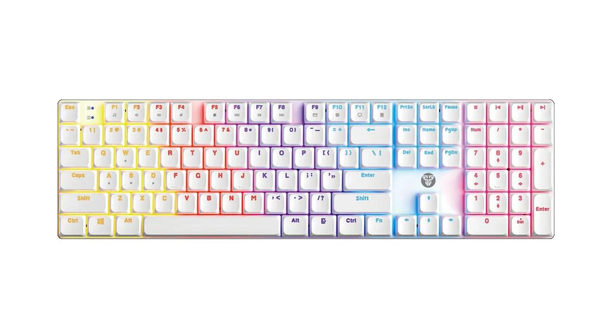 FANTECH MK314 ATOM AIR108 Low Profile Mechanical Gaming Keyboard, 17 RGB Modes - White