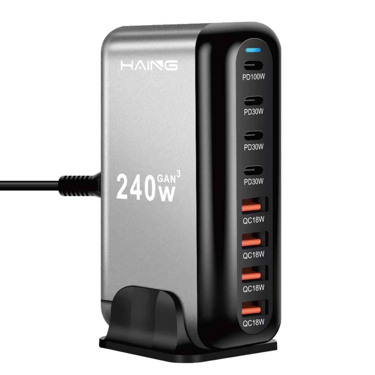 HAING YMX-908-240W 8 Port USB Fast Charging Station 240W EU Plug