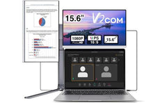 V2COM Z2 15.6'' Portable Triple Monitor for Laptops, Ultra-Thin IPS Narrow border Screen Extender, Compatible with Mac, Windows & Chrome - Perfe for Multitasking, Fits Most Laptops