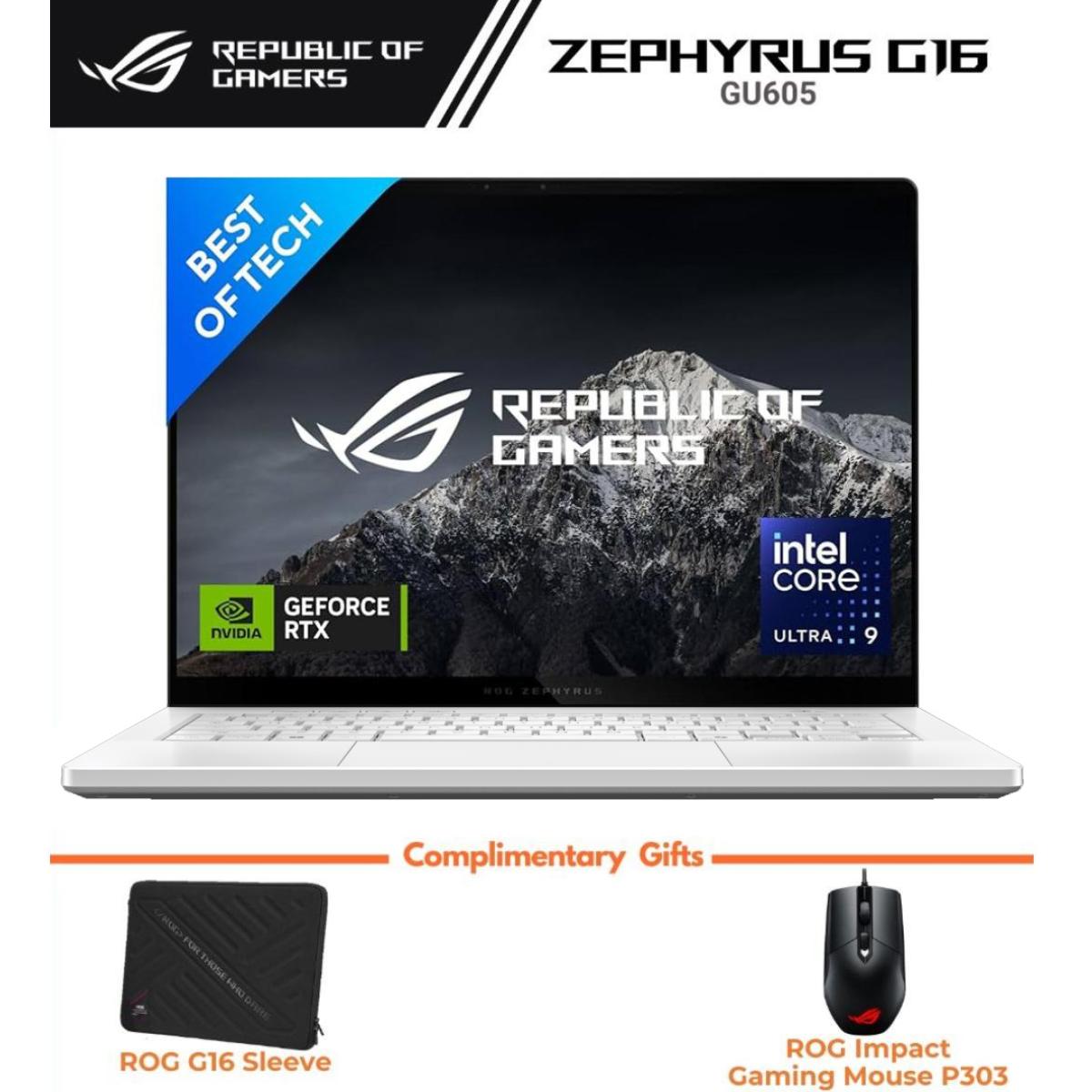 ASUS ROG Zephyrus G16 (2025) G605 NEW Intel Core Ultra 9 Gen II 285H 16-Cores Light Powerhouse w/ NVIDIA RTX™ 5090 24GB DDR7 & OLED 2.5K 240Hz Display (Bundle) , Platinum White