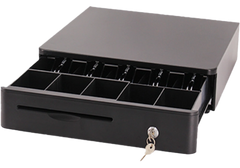 Cash Drawer HER‑405 – 5.1KG, 5 Bill/Notes + 8 Coin Compartments, 12V POS Interface, Durable Commercial Design for Point of Sale, Black