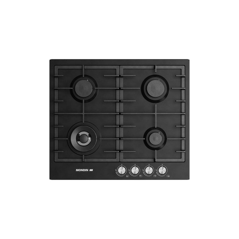 Mondin Built in Hob Gas with Safety, 60Cm, Cast Iron, Black - FB604VT