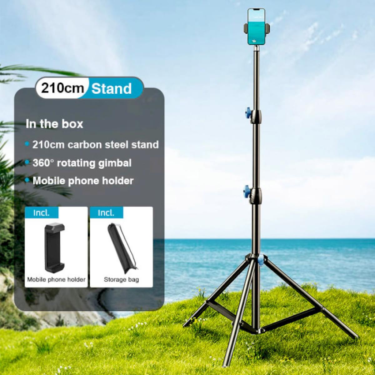 Rtako Zj ZB03 Matte Finish Carbon Steel 2.1 meter Adjust Height Tripod 360° Rotation Black