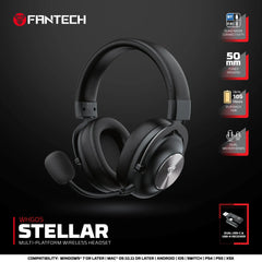 FANTECH WHG05 STELLAR Wireless Headset - Black (Tri Mode Connection)