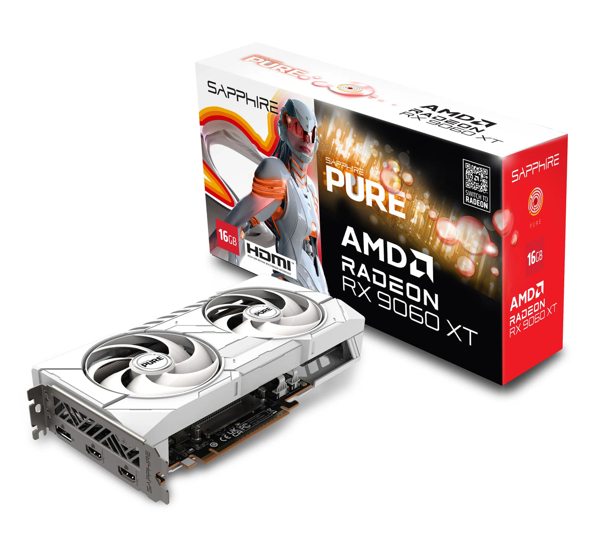 SAPPHIRE PURE AMD Radeon RX 9060 XT 16GB GAMING OC GDDR6 Graphics Card - AMD RDNA 4 Architecture