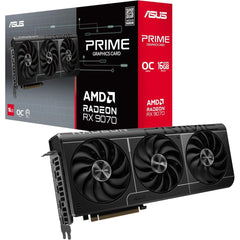 ASUS Prime Radeon RX 9070 EVO OC Edition Graphics Card (PCIe 5.0, 16GB GDDR6, HDMI/DP 2.1, 2.5-slot design, axial-tech fans, dual ball fan bearings, dual BIOS, ASUS GPU Guard)