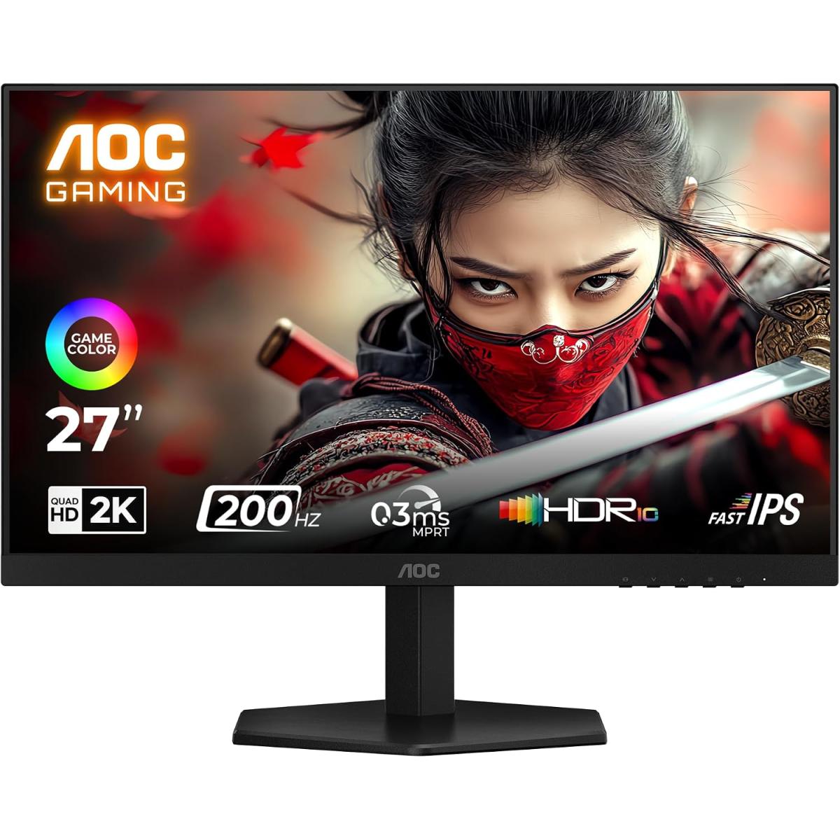 AOC Q27G42HE Gaming 27" Fast IPS 2K QHD 200Hz 0.3ms HDR10 sRGB 120% Modes Adaptive Sync w/ HDMI 2.0 , DisplayPort & Speakers