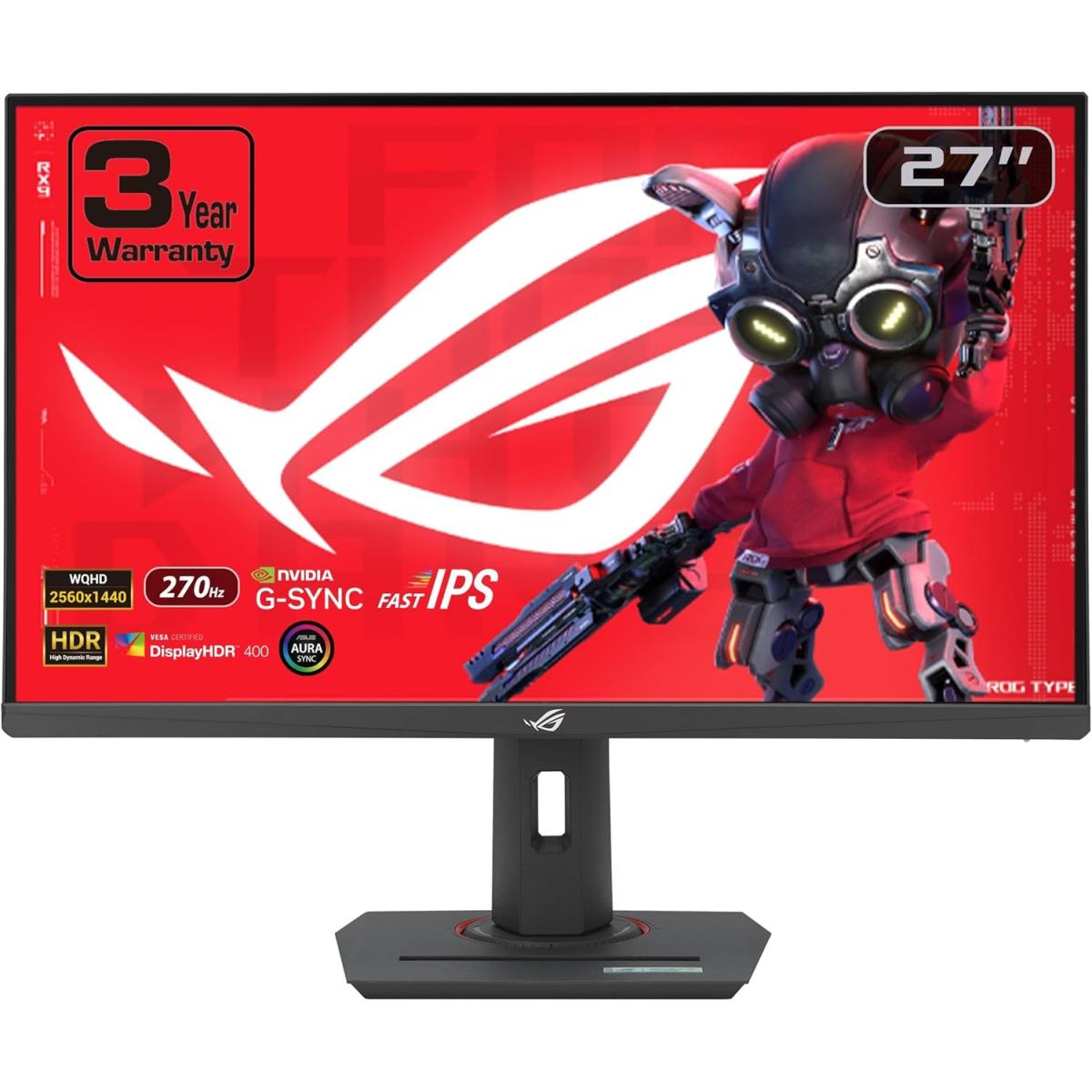 ASUS ROG Strix XG27ACMG 27” Fast IPS QHD 2K 270Hz 1ms HDR Extreme Low Motion Blur Sync, G-SYNC Compatible, DisplayWidget, Tripod Socket w/ USB Type-C