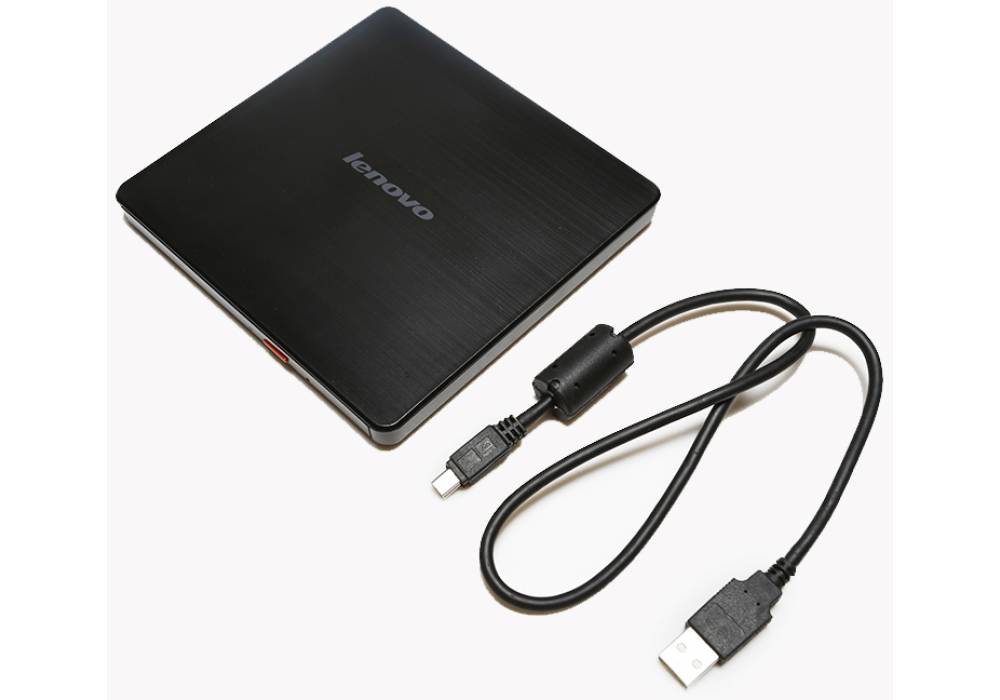Lenovo Slim DVD Burner DB65 – Ultra‑Slim USB External Optical Drive, CD/DVD Rewrite & Playback, Compact Travel Design