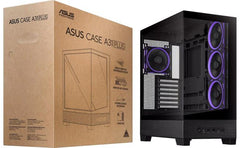 Asus A31 Plus Tg Argb Atx 4x Pre Installed Argb Fans, Glass Front Panel, Compatible With Hidden Port Motherboards, 360mm Radiators, 380mm Graphics, Black