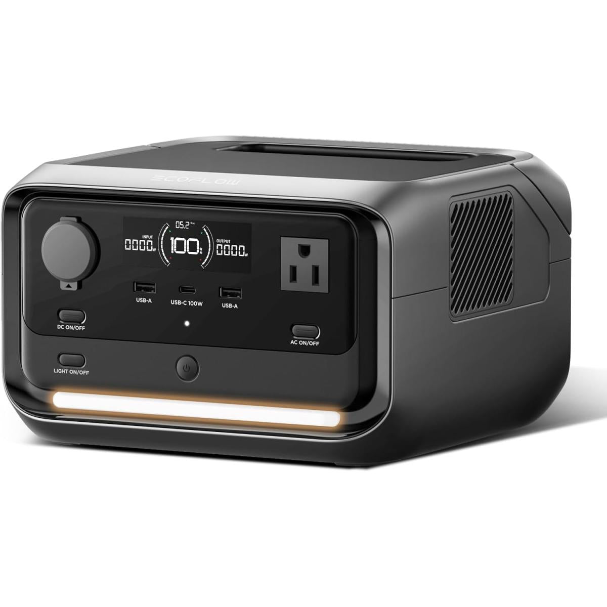 EcoFlow RIVER 3 Plus Portable Power Station (600W rated output and 1200W X-Boost), 245Wh Capacity, 600W Rated Output, 20ms UPS , 30dB Whisper Quiet, 1-hr Fast Charging, IP54 Waterproof Rated Battery Pack, Grey