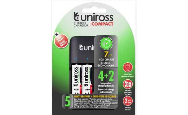 Uniross Battery Charger With 4 Unit 300ma Aa Battery