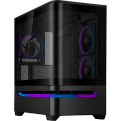 ASUS Prime AP202 ARGB Black mATX pc case with Fully Tempered Curved Glass, Supports Graphics Cards up to 420mm Long, 360mm Long radiators, Easy-Detach Rail, Patented Slot Vent, 3 Built-in ARGB Fans