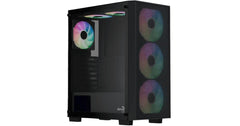 AeroCool B509A Flow (Black) ARGB Stylish ATX Mid Tower Tempered Glass Gaming Case w/ Mesh Front & 6 Pre-installed 120mm ARGB Fans