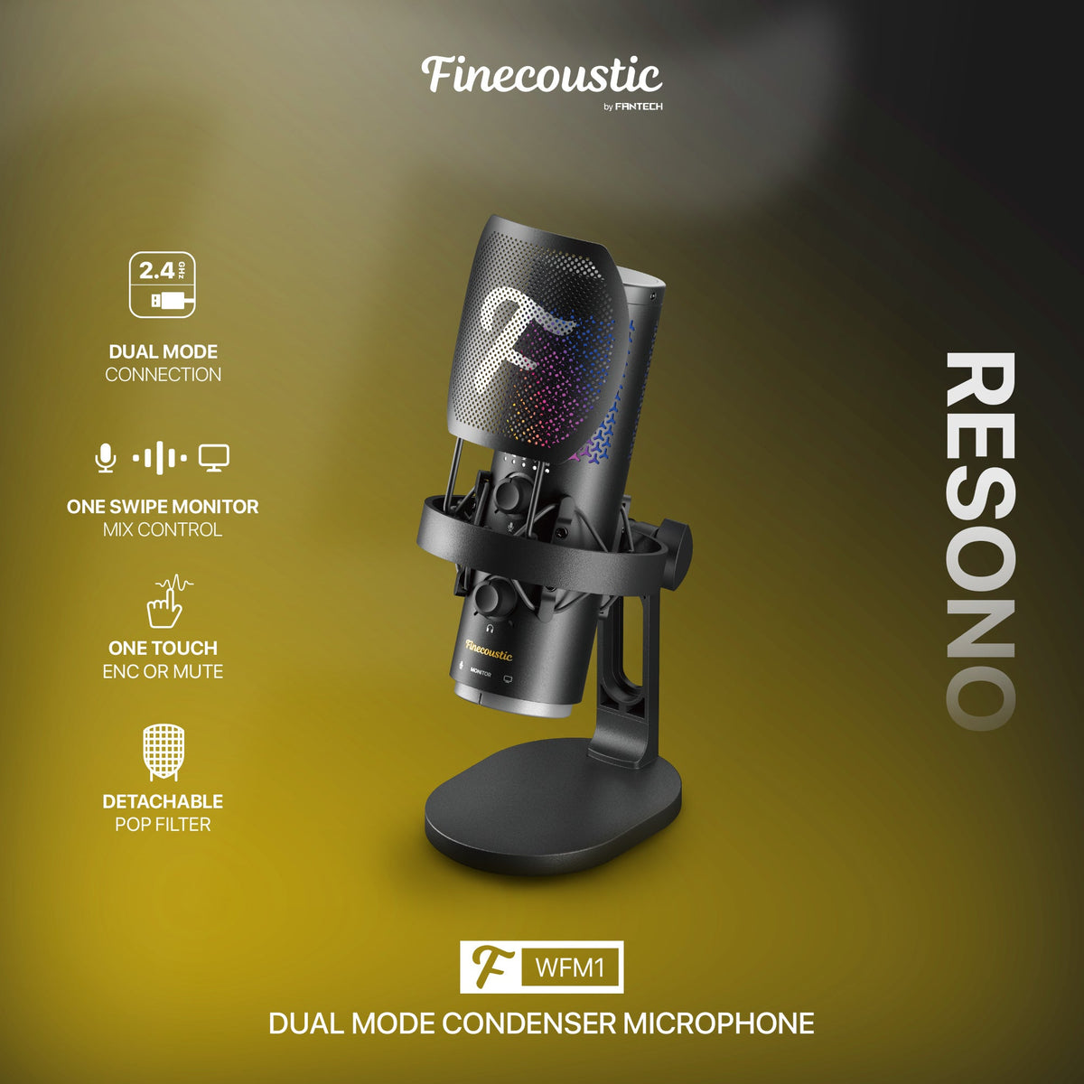 Fantech WFM1 Finecoustic RESONO Condenser Wireless Microphone