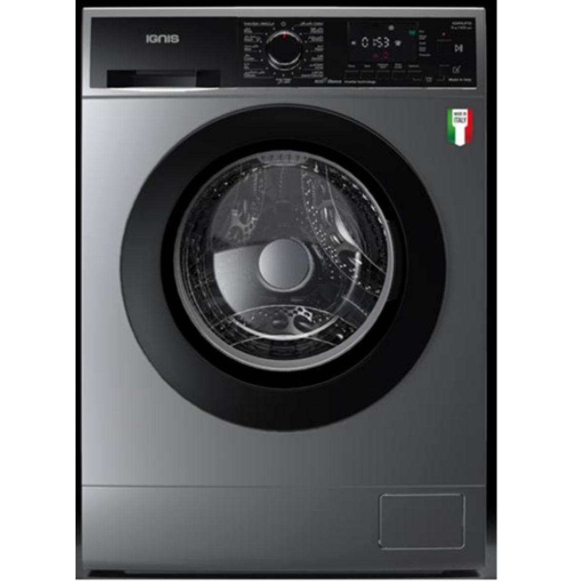 Ignis Front Load Washing Machine, Inverter Motor, 9KG, 1400RPM, Grey - IGW9JFIS