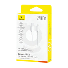 Baseus Silky Series USB-A to Lightning Fast Charging Cable, 1m, 2.4A, Moon White - P10377702213-00