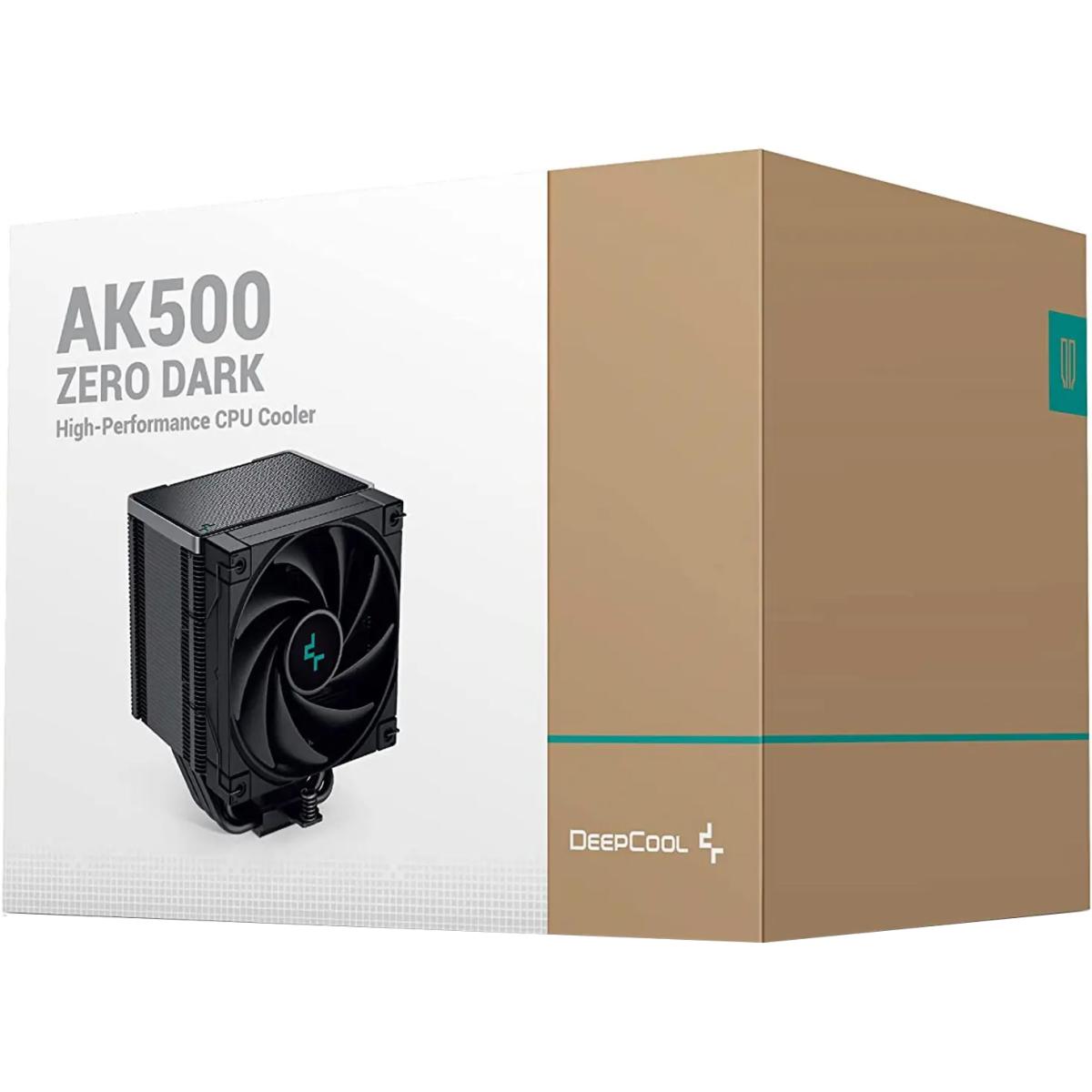 DeepCool AK500 ZERO DARK CPU Air Cooler 240w TDP Giant Heatsink 90mm Thickness with 5 Copper Heat Pipes BBHT Technology 120mm PWM Fan For AMD & Intel