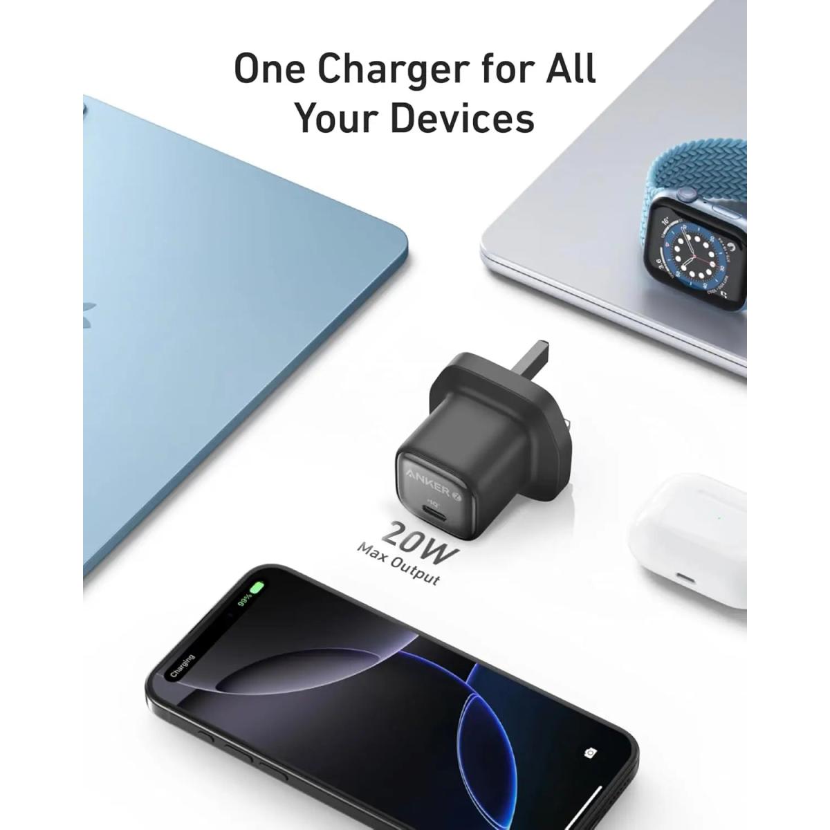 Anker Zolo Charger Ice 20w Gan Series Usb C Fast Charging Adapter For Iphone And Smartphone's Black Anker Zolo Charger Ice 20w Gan Series Usb C Fast Charging Adapter For Iphone And Smartphone's Black