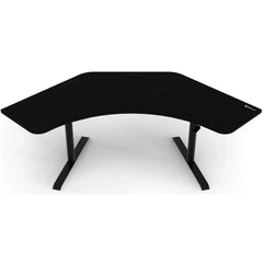 Arozzi Arena Angelo L Shaped Gaming Desk, Pc Gaming Desk L Shape, Height Adjustable L Shaped Standing Desk For Home Office, Computer Desk With Full Coverage Mouse Pad , Pure Black - CompuMe