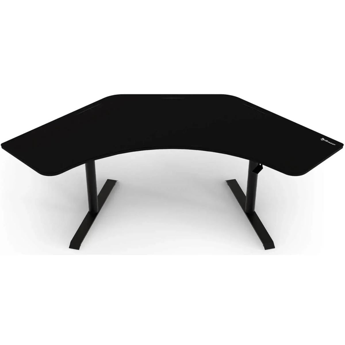 Arozzi Arena Angelo L Shaped Gaming Desk, Pc Gaming Desk L Shape, Height Adjustable L Shaped Standing Desk For Home Office, Computer Desk With Full Coverage Mouse Pad , Pure Black
