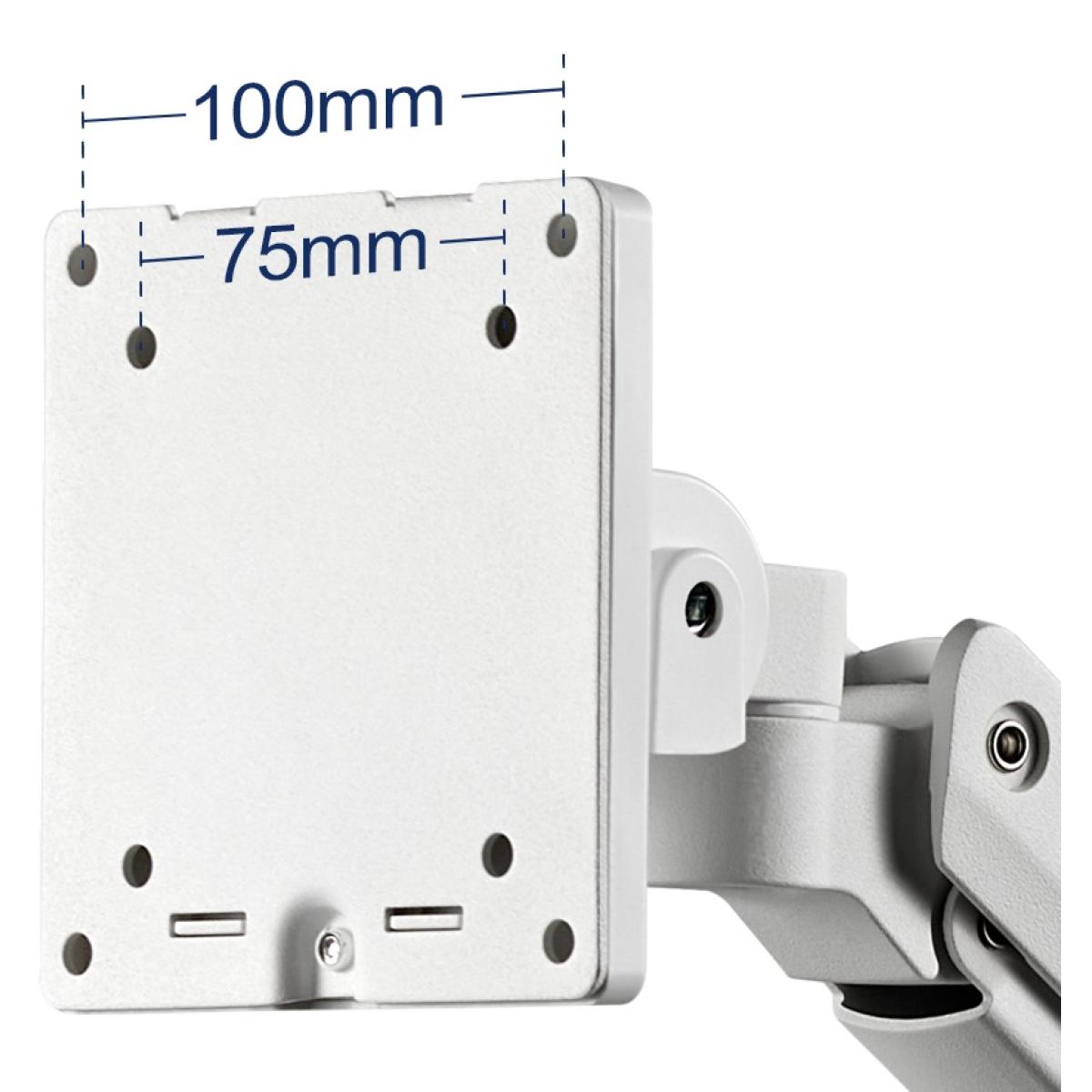 SilverStone ARM14 (White) Single Monitor Arm with Heavy - Duty Gas Spring Design & Versatile Adjustability