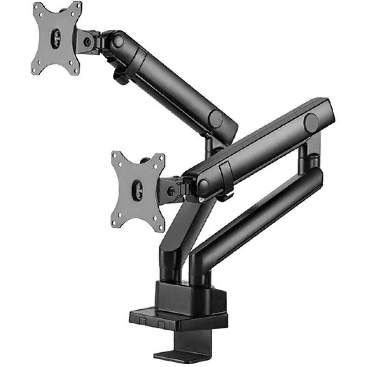 SilverStone ARM25 (Black) Dual Monitor Arm w/ Mechanical Spring Design & Versatile Adjustability, For Monitors Up To 32" Size & 9kg Weight, VESA Mounting Interface Standard (MIS), 100mm x 100mm / 75mm x 75 mm Mounting Hole | SST-ARM25 (Black)