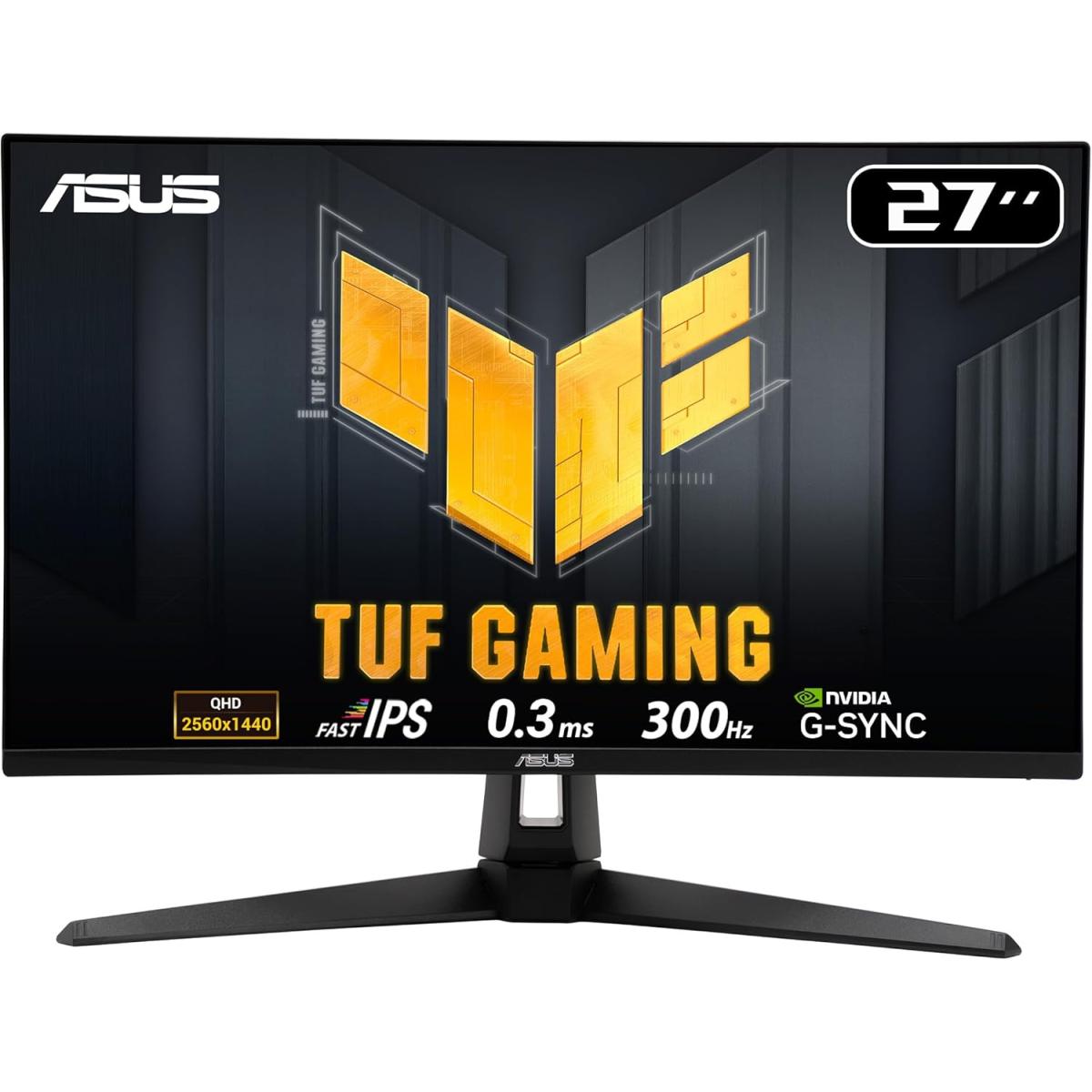 Asus Tuf Vg27aqm5a Gaming Ai 27" Fast Ips Qhd 2k 300hz 0.3 Ms Hdr 10 , Adaptive Sync W/ 2x Hdmi 2.1 , Display Port & Seakers , Black