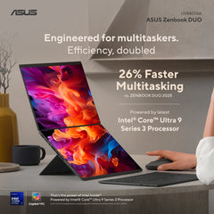 ASUS Zenbook DUO (2026) UX8407AA-SN099W Dual-Screen AI Laptop | Intel Core Ultra 9 386H | 32GB LPDDR5X | 2TB SSD | Dual 14" 3K OLED Touch 144Hz | Windows 11 Home | 90NB16V1-M008H0