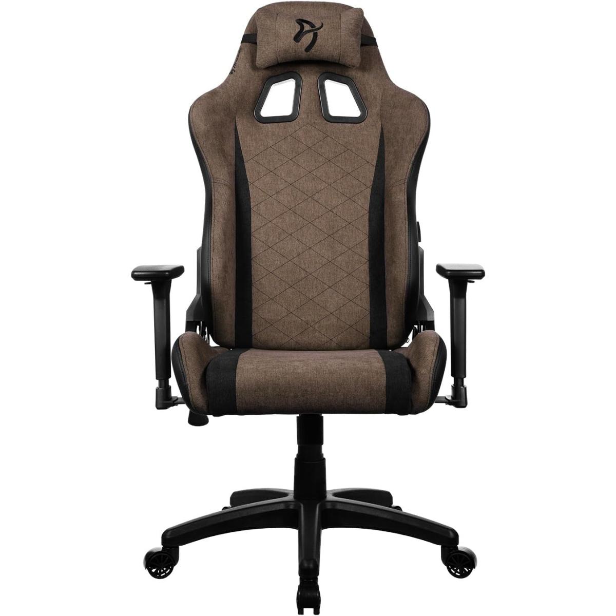 Arozzi Avanti Soft Fabric (2024) Breathable Soft Fabric Front, Stylish Pu Leather Back 3d Armrest Tough Metal Frame Supports Up To 120kg Brown - CompuMe