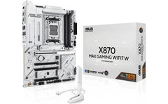 Asus X870 Max Gaming Wifi7 W Am5 Atx Motherboard, Amd X870 Chipset, 4x Ddr5 Dimm Slots, Up To 256gb Max Memory, 1x Pcie 5.0 X16, 3x M.2 Slots, Wi Fi 7 & Bluetooth V5.4, White