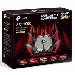 TP-Link Archer AX11000 Tri-Band Gaming Router Wi-Fi 6 UltraFast Speed 10 Gbps Smart with 1.8GHz 64bit Quad-Core CPU - Black