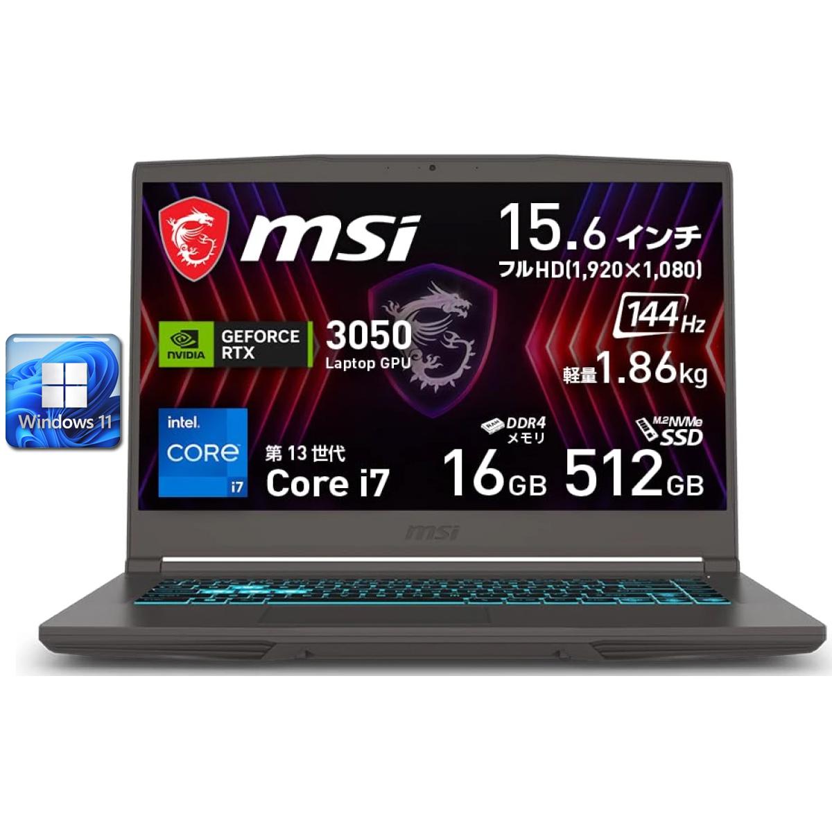 MSI NEW Thin B13UC Gaming (2023) 13Gen Intel Core i7 10-Cores w/ Nvidia RTX 3050 4GB & 144Hz Display w/ Windows 11 Pre-Installed - Grey